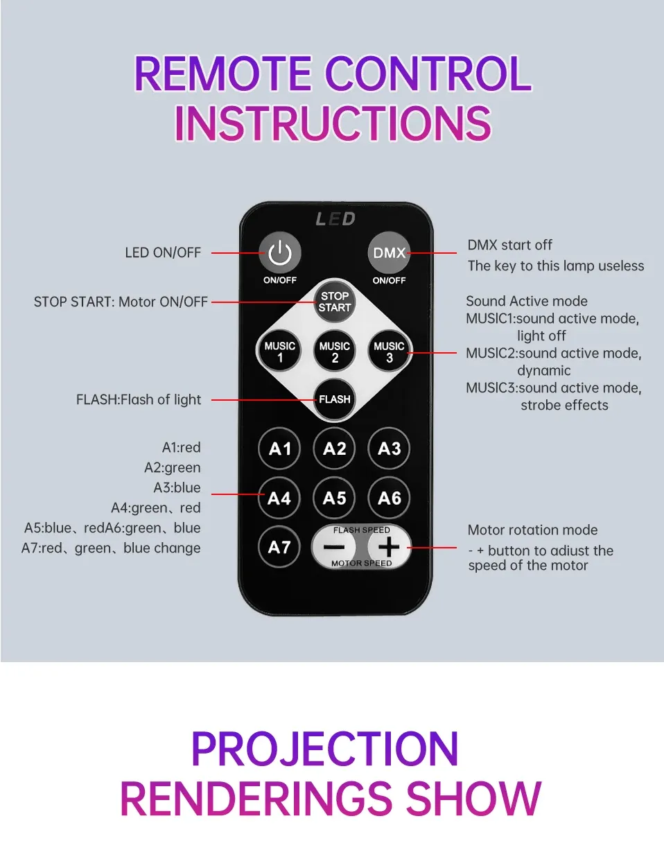 LED Starry Galaxy Projector Light with RGB Remote Control - Aurora Lamp for Home, KTV, Camping, and Wedding Decorations showcase 14