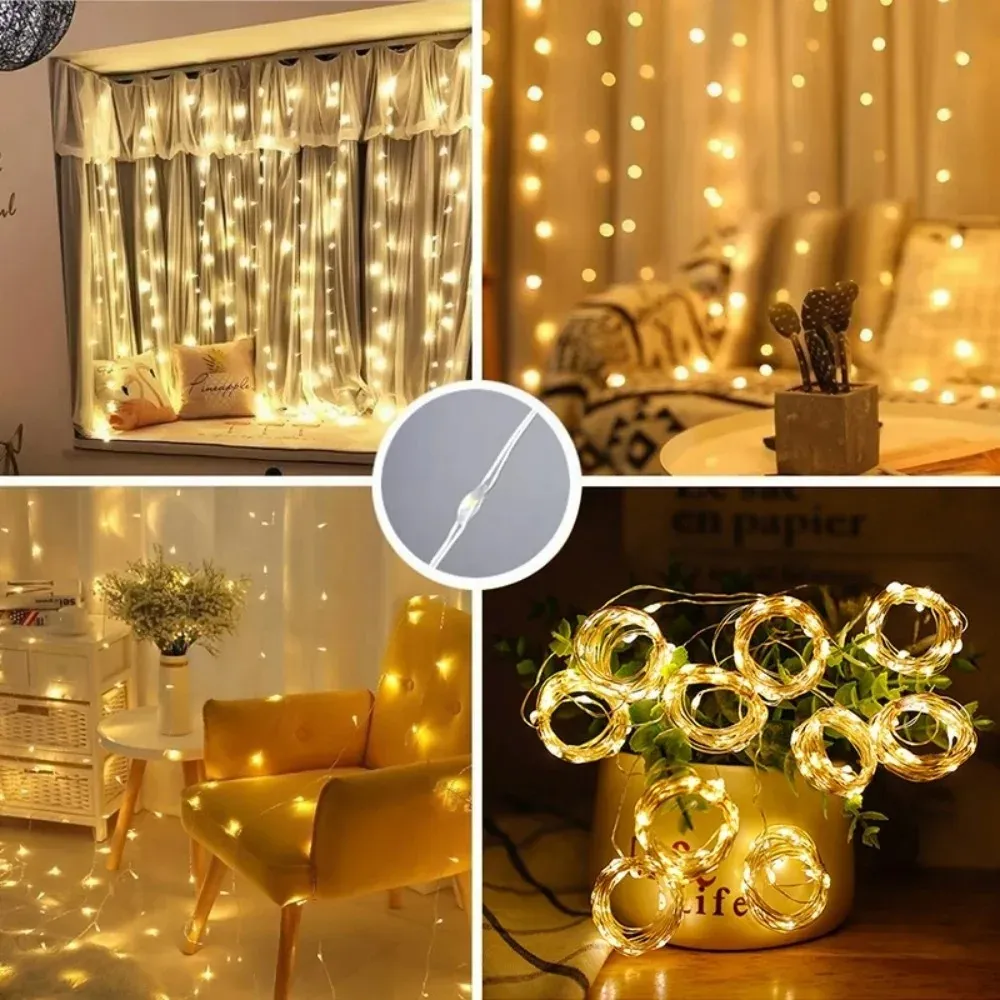 3M LED String Lights USB Fairy Lights Curtain Decoration for New Year, Wedding, Party, Christmas Home - Warm White, 300 LEDs thumbnail 6