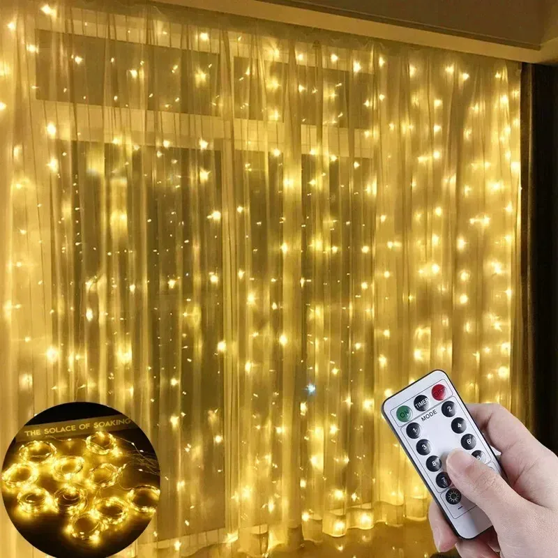 3M LED String Lights USB Fairy Lights Curtain Decoration for New Year, Wedding, Party, Christmas Home - Warm White, 300 LEDs showcase 1