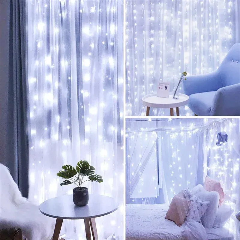 3M LED String Lights USB Fairy Lights Curtain Decoration for New Year, Wedding, Party, Christmas Home - Warm White, 300 LEDs showcase 12
