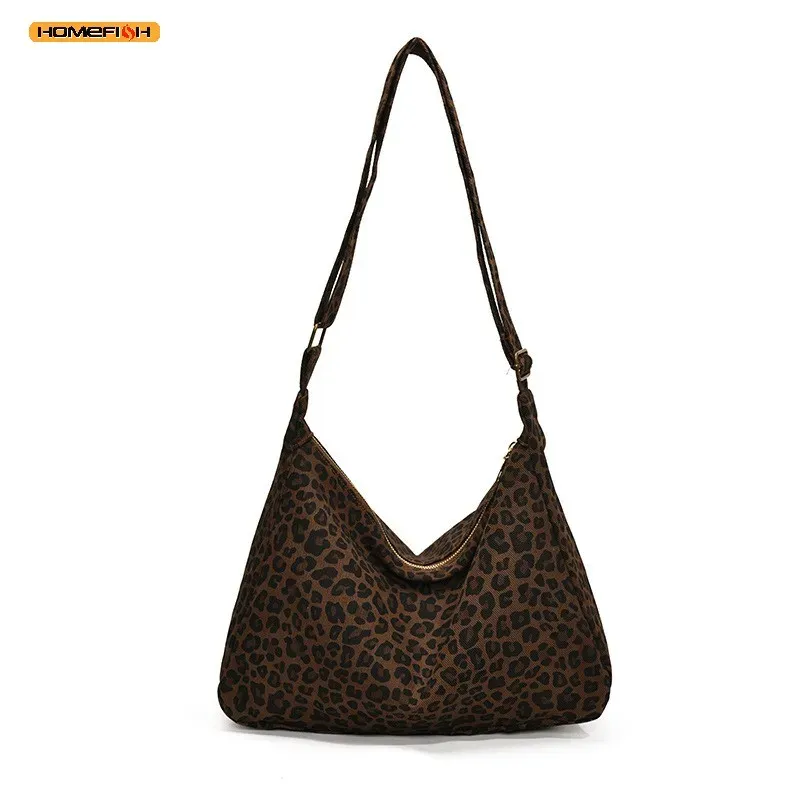 Trendy Leopard Print Women's Shoulder Bag - Large Capacity Retro Soft Textile Crossbody Bag for Commute & Outings showcase 1