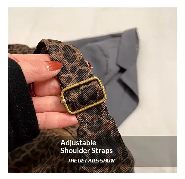 Trendy Leopard Print Women's Shoulder Bag - Large Capacity Retro Soft Textile Crossbody Bag for Commute & Outings showcase 6