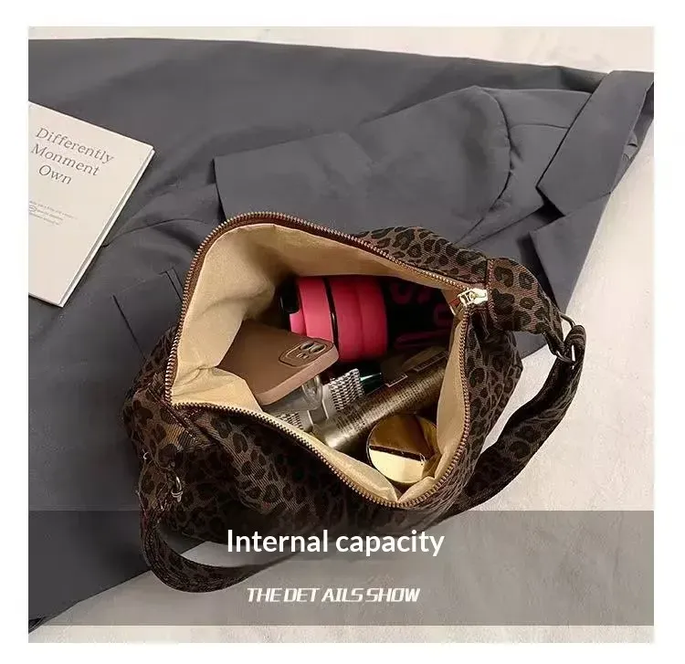 Trendy Leopard Print Women's Shoulder Bag - Large Capacity Retro Soft Textile Crossbody Bag for Commute & Outings showcase 8