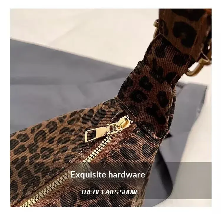 Trendy Leopard Print Women's Shoulder Bag - Large Capacity Retro Soft Textile Crossbody Bag for Commute & Outings showcase 7