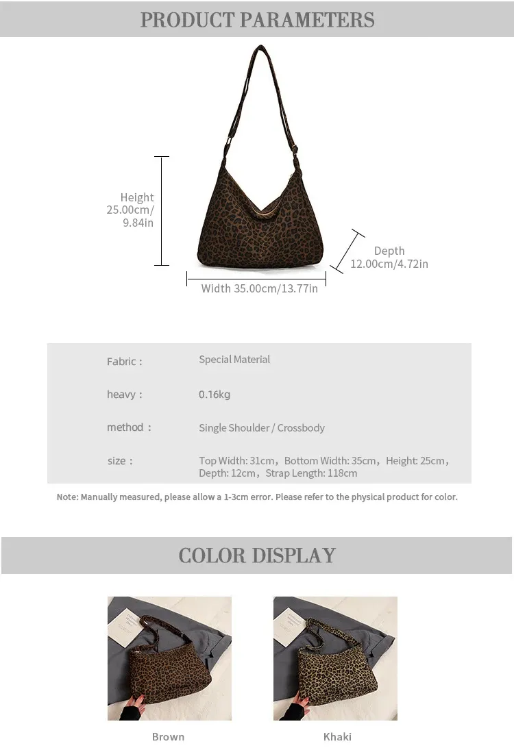 Trendy Leopard Print Women's Shoulder Bag - Large Capacity Retro Soft Textile Crossbody Bag for Commute & Outings showcase 5