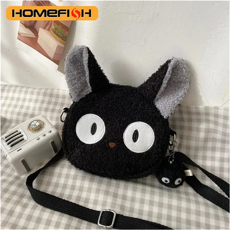 Cute Cartoon Plush Cat Shoulder Bag for Women & Girls, Japanese Style Crossbody Purse with Zipper, Small Phone & Wallet Holder, Soft Faux Lamb Velvet thumbnail 2