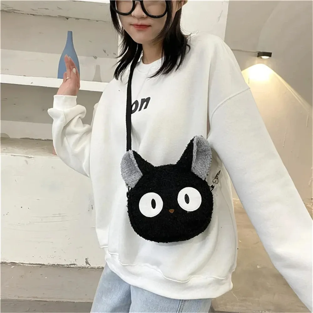 Cute Cartoon Plush Cat Shoulder Bag for Women & Girls, Japanese Style Crossbody Purse with Zipper, Small Phone & Wallet Holder, Soft Faux Lamb Velvet thumbnail 3