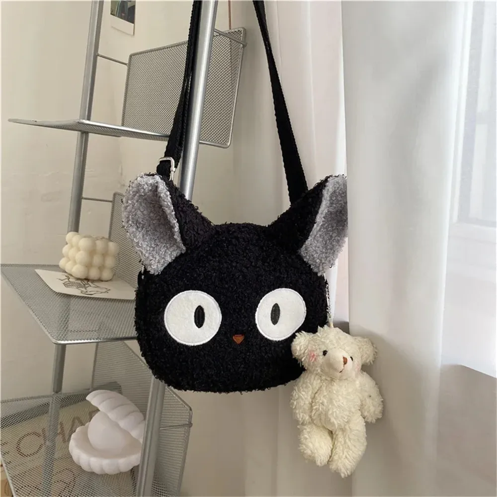 Cute Cartoon Plush Cat Shoulder Bag for Women & Girls, Japanese Style Crossbody Purse with Zipper, Small Phone & Wallet Holder, Soft Faux Lamb Velvet showcase 4