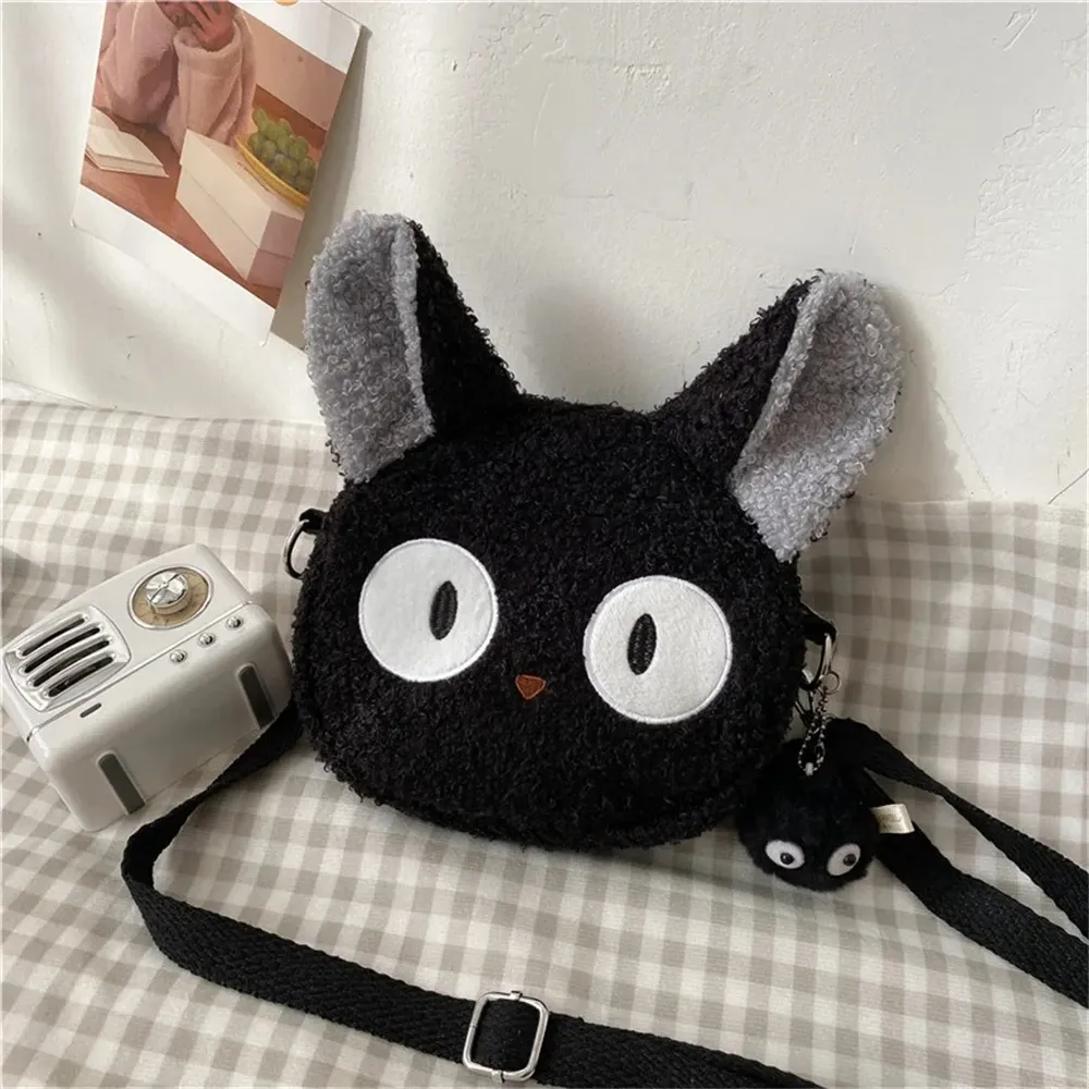 Cute Cartoon Plush Cat Shoulder Bag for Women & Girls, Japanese Style Crossbody Purse with Zipper, Small Phone & Wallet Holder, Soft Faux Lamb Velvet showcase 5
