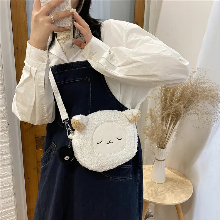 Kawaii Plush Shoulder Bag for Women - Cute Cartoon Bear Design, Milk Cotton, Small Phone Purse, Ideal for Daily Outings & Parties showcase 6