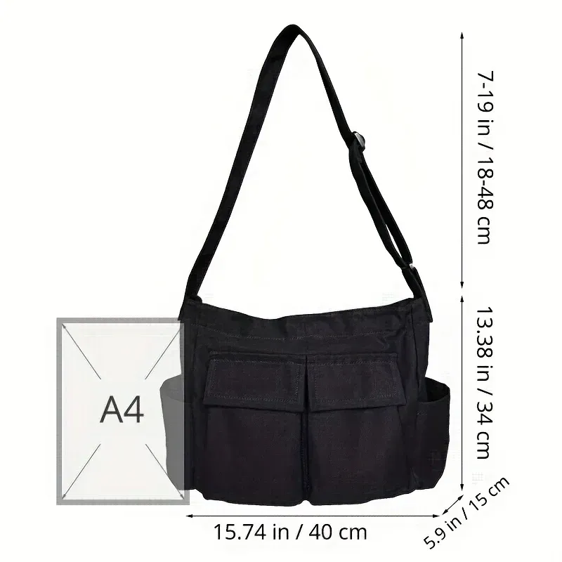 Women's Large Capacity Canvas Messenger Bag - Casual Shoulder Bag for School, Work, and Travel thumbnail 2
