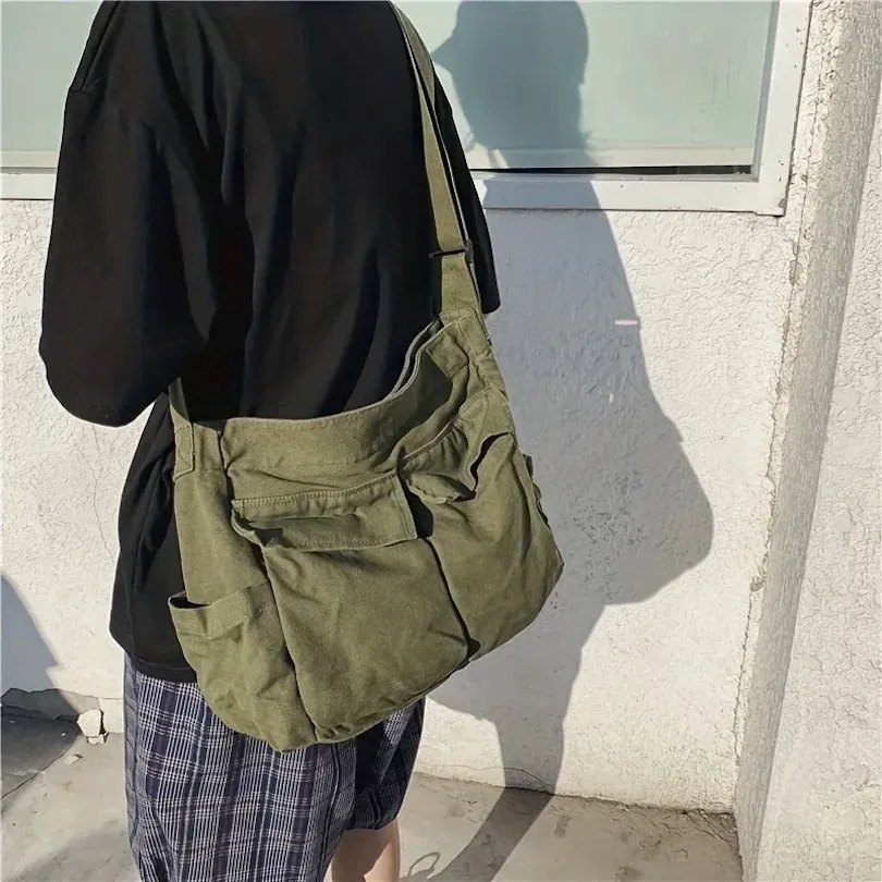 Women's Large Capacity Canvas Messenger Bag - Casual Shoulder Bag for School, Work, and Travel showcase 8