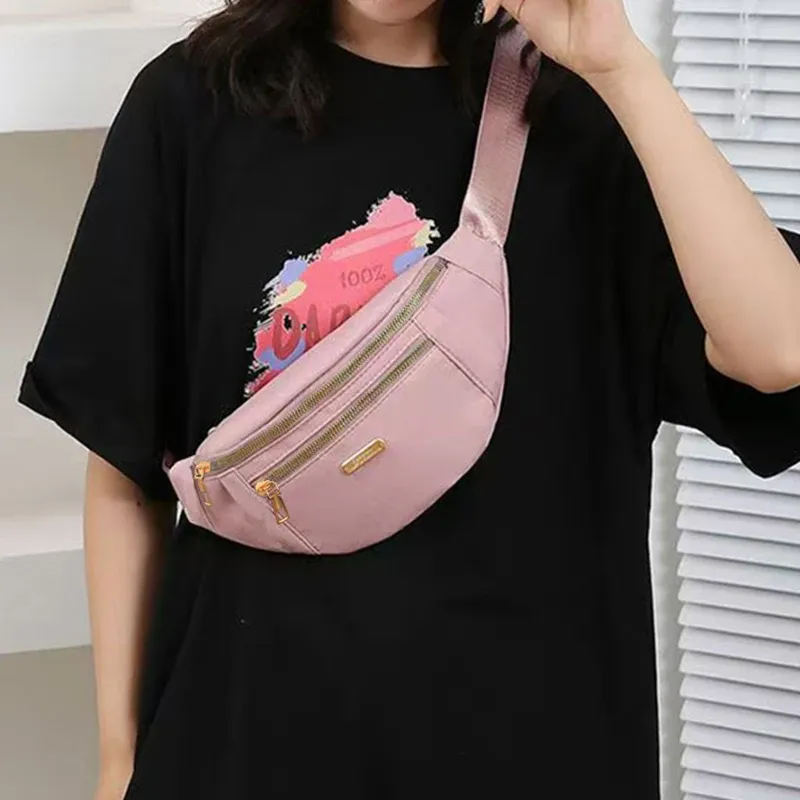 Unisex Adjustable Waist Bag, Durable Crossbody Shoulder Bag with Multiple Zipper Pockets, Casual Sports Design, Chemical-Free Oxford Material showcase 1