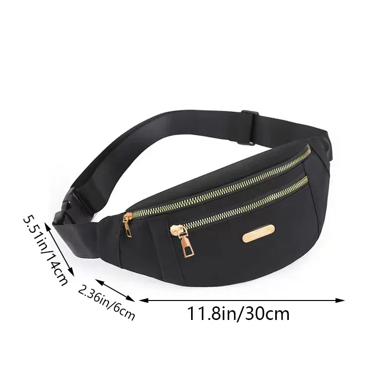 Unisex Adjustable Waist Bag, Durable Crossbody Shoulder Bag with Multiple Zipper Pockets, Casual Sports Design, Chemical-Free Oxford Material showcase 6
