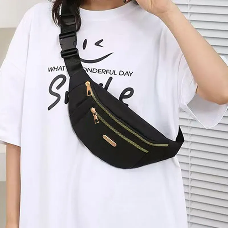 Unisex Adjustable Waist Bag, Durable Crossbody Shoulder Bag with Multiple Zipper Pockets, Casual Sports Design, Chemical-Free Oxford Material thumbnail 4