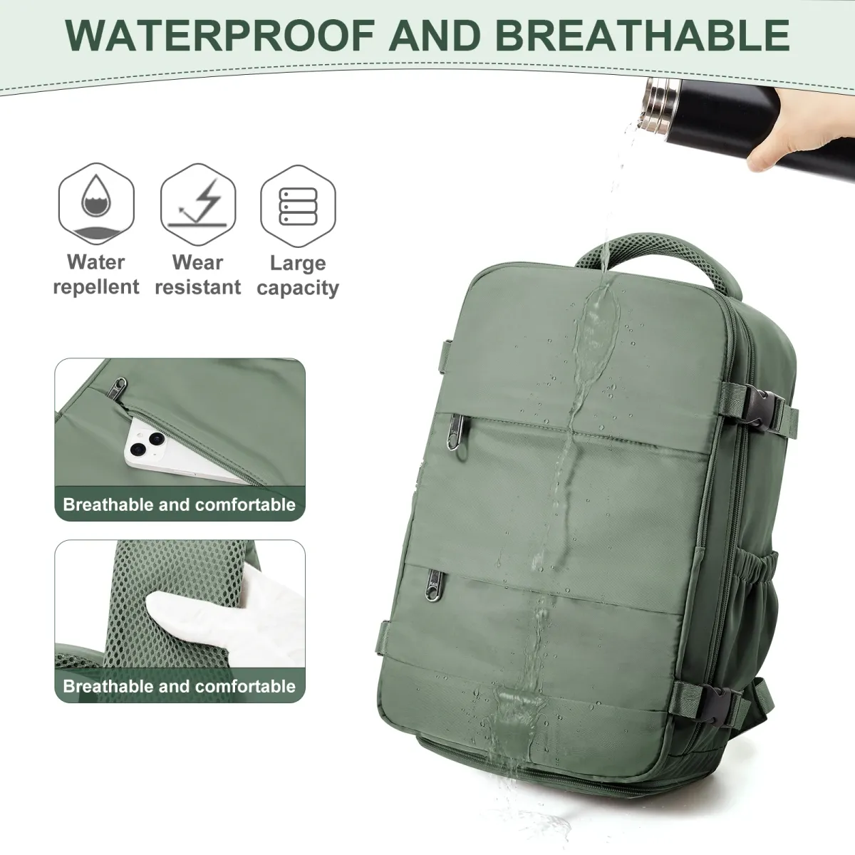Ryanair 40x30x20cm Cabin Bag Travel Backpack for Men and Women, Lightweight Hand Luggage Leisure Laptop Backpack, Perfect for Weekend Getaways and Business Trips showcase 5