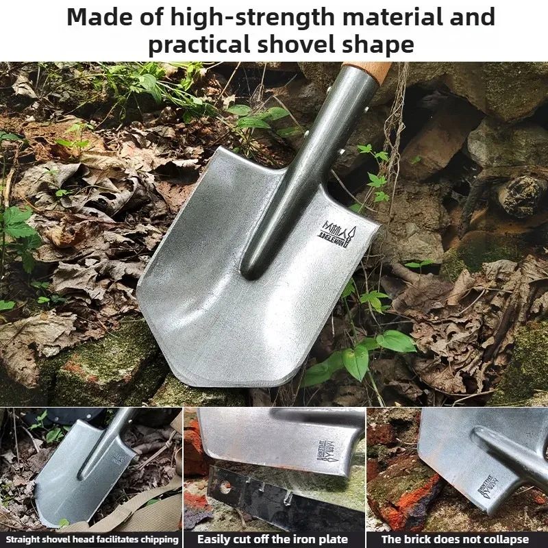 Manganese Steel Sapper Shovel with Red Beech Handle - Heavy Duty Outdoor Survival, Camping, Gardening, Farming Tool showcase 4