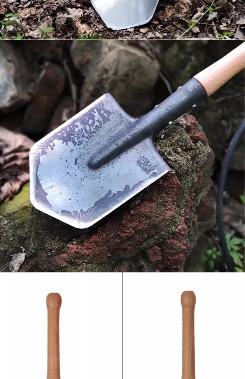 Manganese Steel Sapper Shovel with Red Beech Handle - Heavy Duty Outdoor Survival, Camping, Gardening, Farming Tool showcase 8