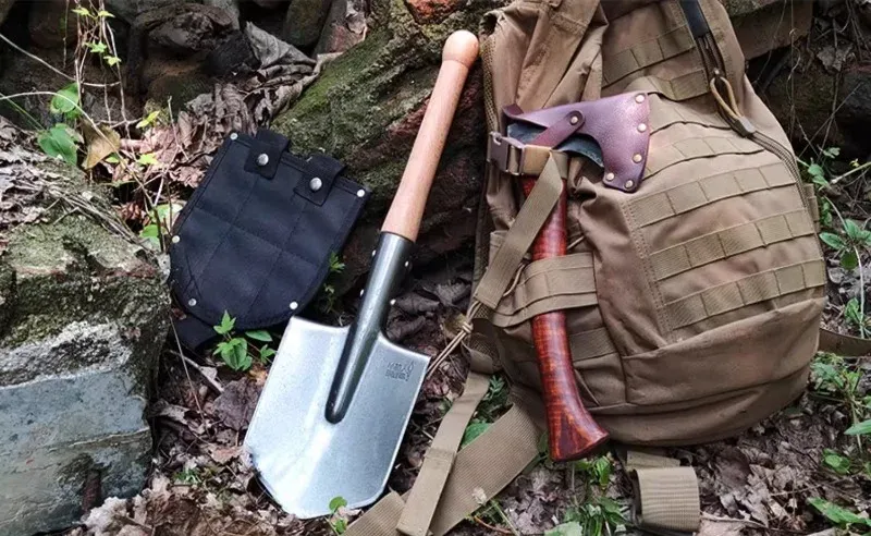 Manganese Steel Sapper Shovel with Red Beech Handle - Heavy Duty Outdoor Survival, Camping, Gardening, Farming Tool showcase 1