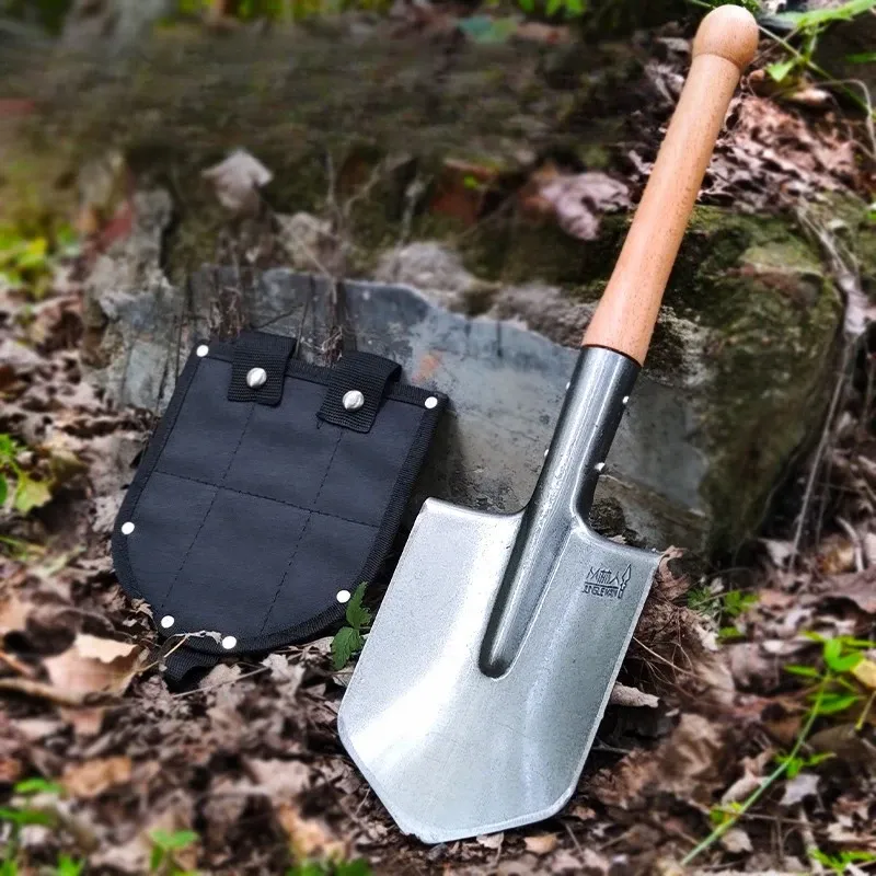 Manganese Steel Sapper Shovel with Red Beech Handle - Heavy Duty Outdoor Survival, Camping, Gardening, Farming Tool thumbnail 1