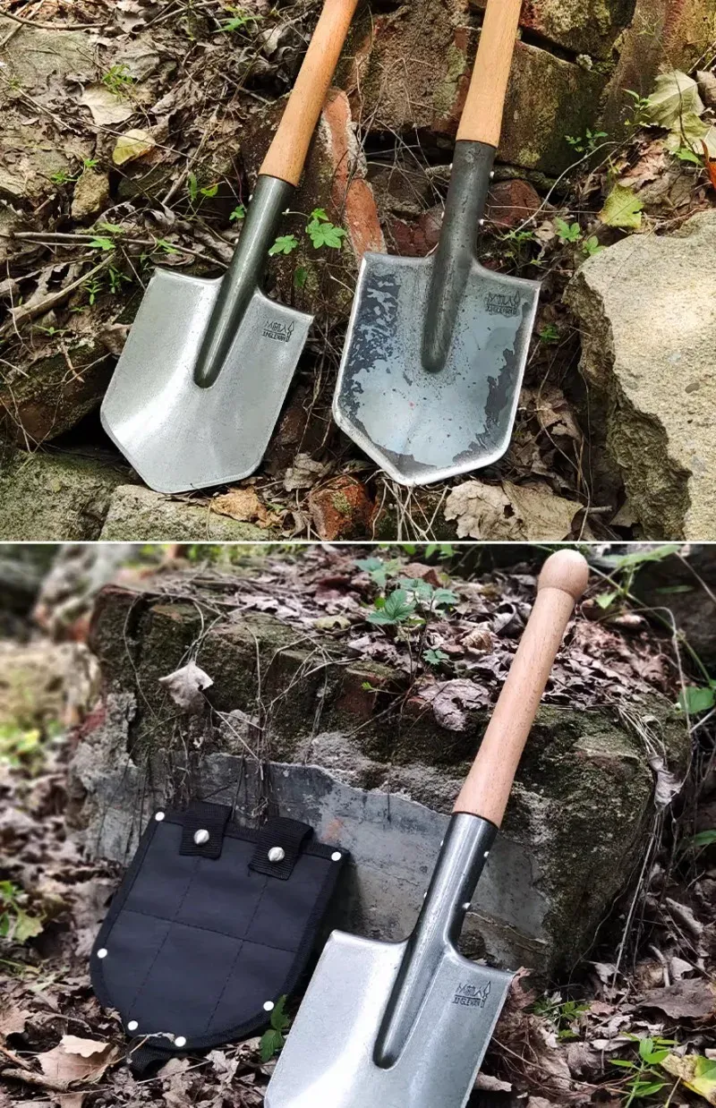 Manganese Steel Sapper Shovel with Red Beech Handle - Heavy Duty Outdoor Survival, Camping, Gardening, Farming Tool showcase 7