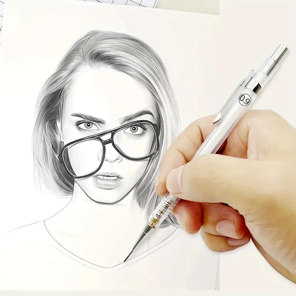 Transparent Mechanical Pencils 0.5mm 0.7mm 0.9mm, 2B Lead Refills for Art Drawing, Smooth Writing Automatic Pencils with Eraser, Ideal for Students and Artists showcase 1