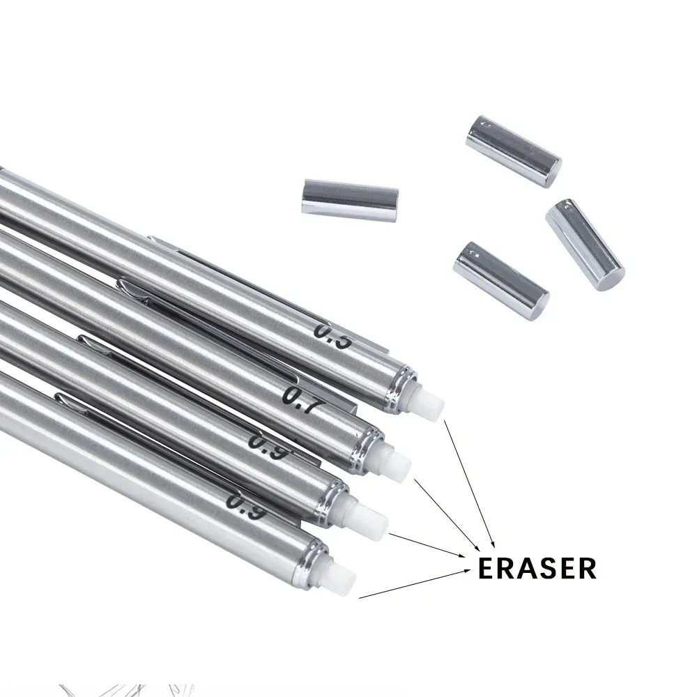 Professional Metal Mechanical Pencil Set with Grip - 0.5/0.7/0.9/2.0mm Automatic Drafting Pencils for Art, Drawing, Students, Office Use thumbnail 3
