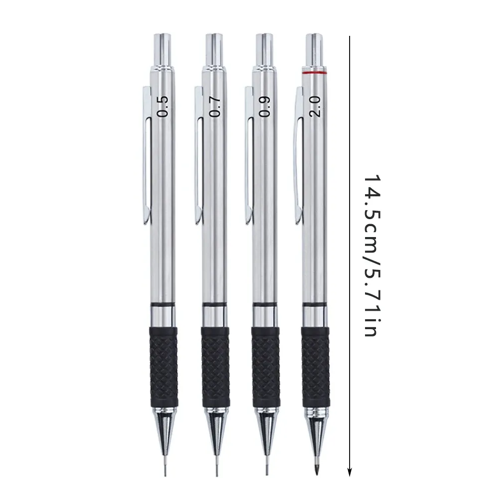 Professional Metal Mechanical Pencil Set with Grip - 0.5/0.7/0.9/2.0mm Automatic Drafting Pencils for Art, Drawing, Students, Office Use thumbnail 6