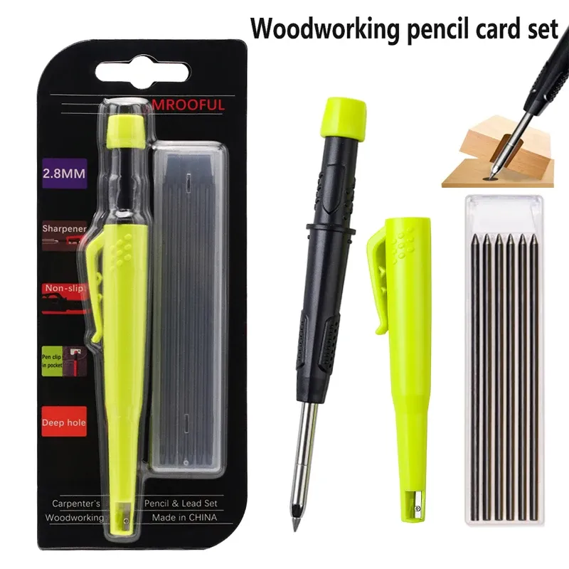 Woodworking Pencils Deep Hole Marking Set with 2.8mm Durable Lead - Ideal for Carpenters, Builders, Engineers on Wood, Metal, Glass, Plastic showcase 1