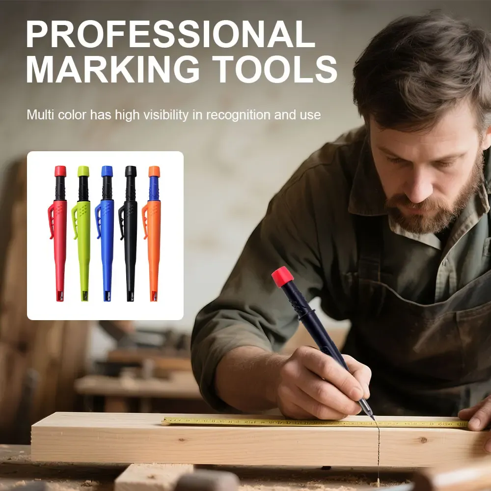 Woodworking Pencils Deep Hole Marking Set with 2.8mm Durable Lead - Ideal for Carpenters, Builders, Engineers on Wood, Metal, Glass, Plastic showcase 9