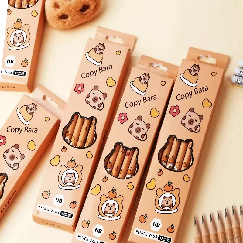 12pcs Kawaii Capybara Pencils with Erasers - Unpointed Sketching & Drawing Pencils for School Office Students Stationery Supply thumbnail 4