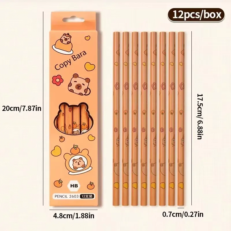12pcs Kawaii Capybara Pencils with Erasers - Unpointed Sketching & Drawing Pencils for School Office Students Stationery Supply thumbnail 5