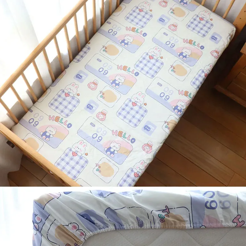 Soft Cotton Fitted Crib Sheet 130x70cm for Newborns, Toddlers - Breathable, Deep Pocket Bedding for Boys & Girls - Customizable Sizes Available thumbnail 6