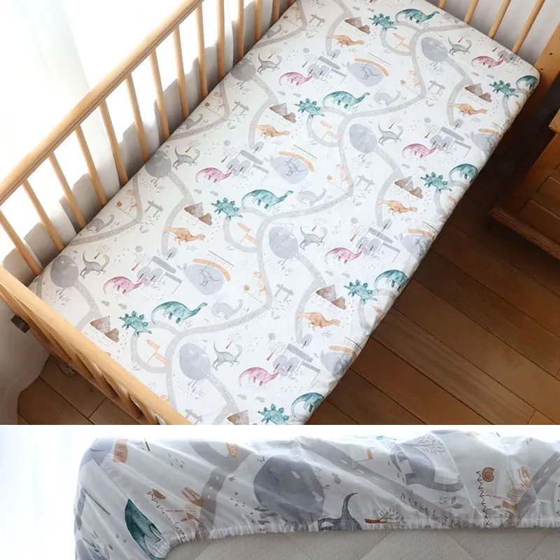 Soft Cotton Fitted Crib Sheet 130x70cm for Newborns, Toddlers - Breathable, Deep Pocket Bedding for Boys & Girls - Customizable Sizes Available thumbnail 4