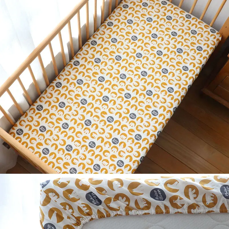 Soft Cotton Fitted Crib Sheet 130x70cm for Newborns, Toddlers - Breathable, Deep Pocket Bedding for Boys & Girls - Customizable Sizes Available thumbnail 5