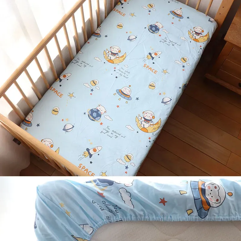 Soft Cotton Fitted Crib Sheet 130x70cm for Newborns, Toddlers - Breathable, Deep Pocket Bedding for Boys & Girls - Customizable Sizes Available thumbnail 2