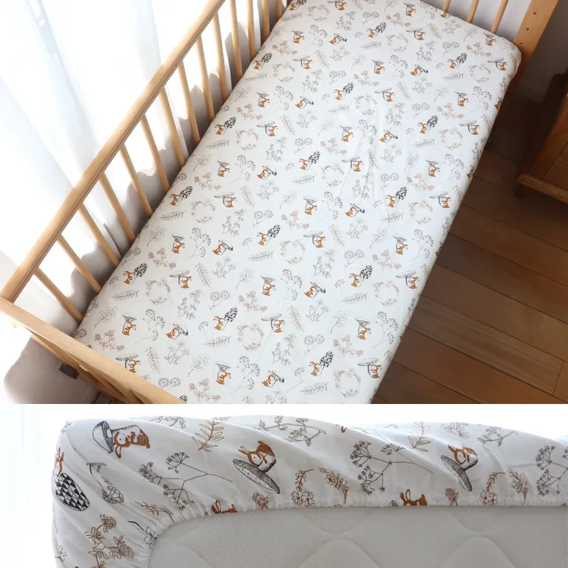 Soft Cotton Fitted Crib Sheet 130x70cm for Newborns, Toddlers - Breathable, Deep Pocket Bedding for Boys & Girls - Customizable Sizes Available thumbnail 3