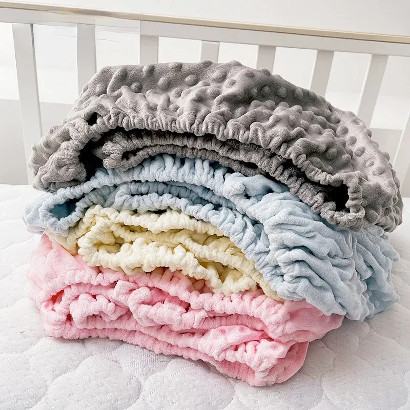 Soft Warm Bubble Fleece Baby Crib Bed Sheet Set - Cozy Newborn Bedding Linen Cover Blanket for Winter, Toddler Stroller Use, Bath Towel