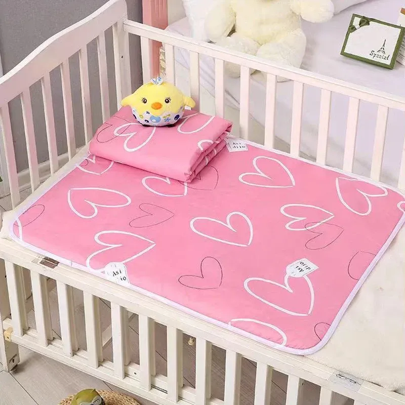 Waterproof Baby Changing Mat Pad - Reusable Cotton Crib Sheet for Diaper Changes, Washable Newborn Bed Nappy Mattress Cover, Fits All Seasons thumbnail 2