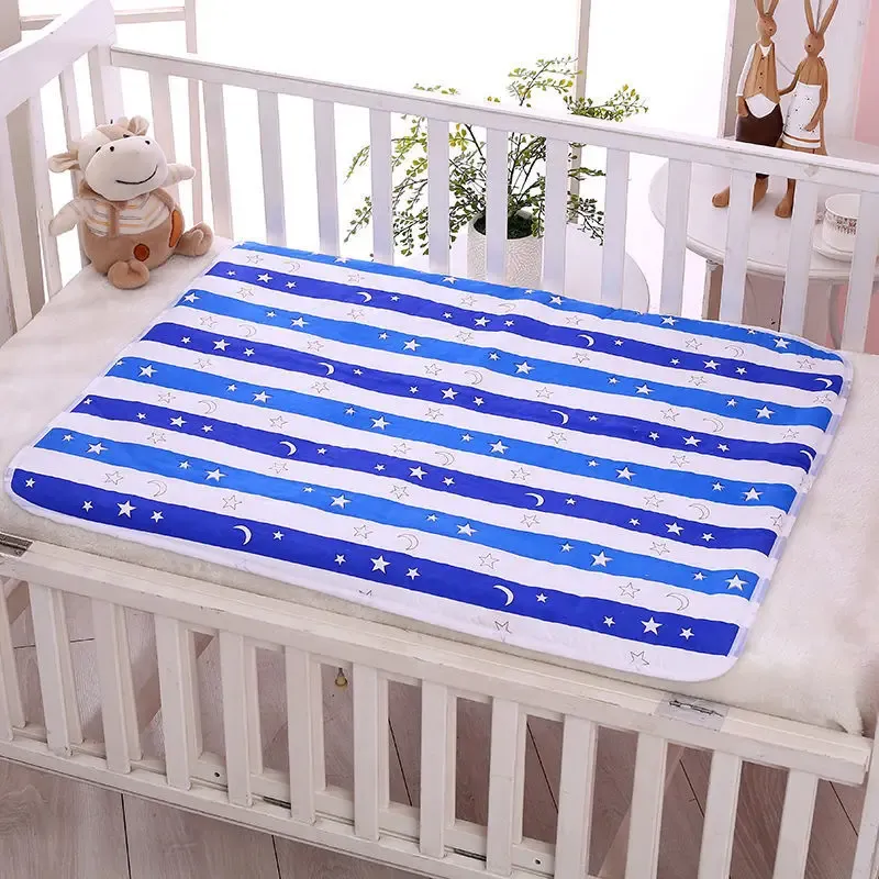 Waterproof Baby Changing Mat Pad - Reusable Cotton Crib Sheet for Diaper Changes, Washable Newborn Bed Nappy Mattress Cover, Fits All Seasons thumbnail 3