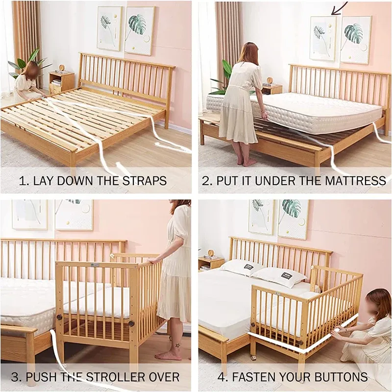 Baby Crib Bed Connector Strap & Mattress Holder - Securely Join Twin Beds for Toddlers & Newborns - Durable Nylon with Anti-Slip Design thumbnail 5