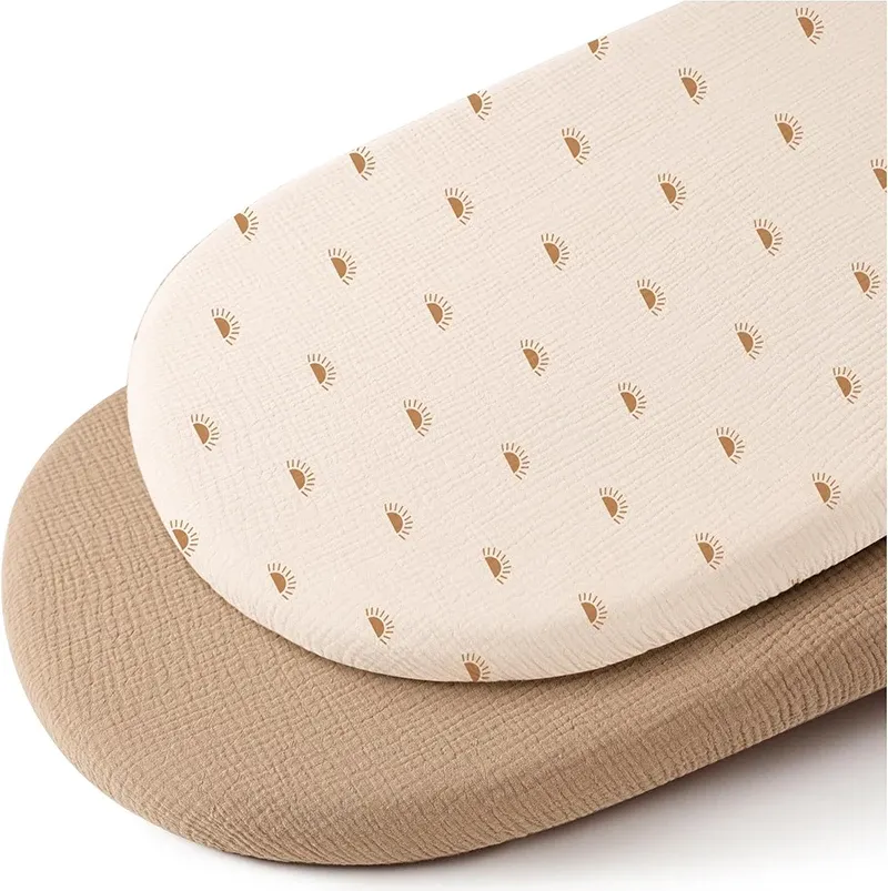 2PCS Soft Breathable Fitted Bassinet Sheets for Newborns | Crib Cradles Mattress Cover | Solid & Printed Designs | Gentle on Baby's Skin showcase 8