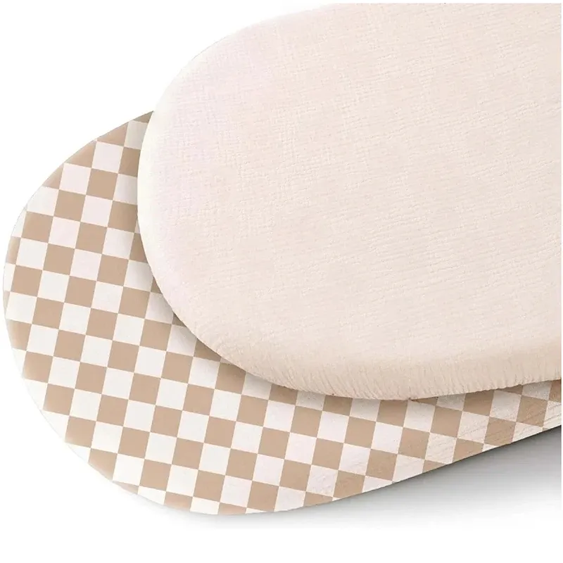 2PCS Soft Breathable Fitted Bassinet Sheets for Newborns | Crib Cradles Mattress Cover | Solid & Printed Designs | Gentle on Baby's Skin showcase 14