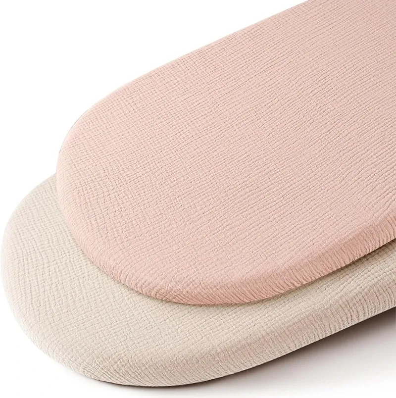 2PCS Soft Breathable Fitted Bassinet Sheets for Newborns | Crib Cradles Mattress Cover | Solid & Printed Designs | Gentle on Baby's Skin showcase 6