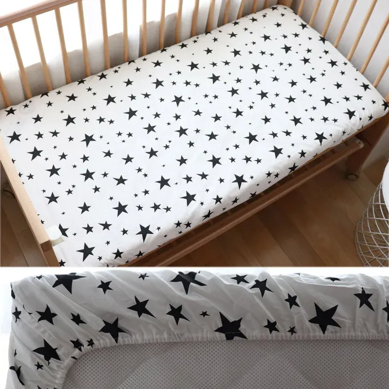 100% Cotton Baby Crib Fitted Sheet - Soft Breathable Mattress Cover for Newborns & Toddlers, Fits 130x70cm Cots, Customizable Sizes Available
