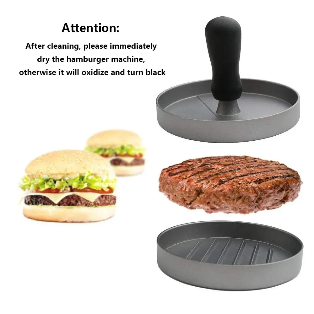 Aluminum Burger Press Patty Maker with Grooves - Perfect Size Meat Tool for BBQ Grills & Kitchen, Durable & Ergonomic Handle thumbnail 5