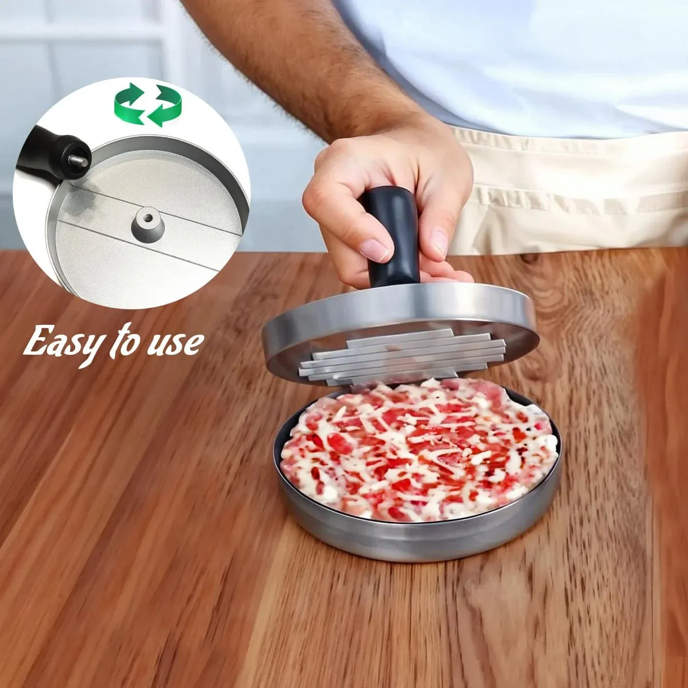 Aluminum Burger Press Patty Maker with Grooves - Perfect Size Meat Tool for BBQ Grills & Kitchen, Durable & Ergonomic Handle thumbnail 3