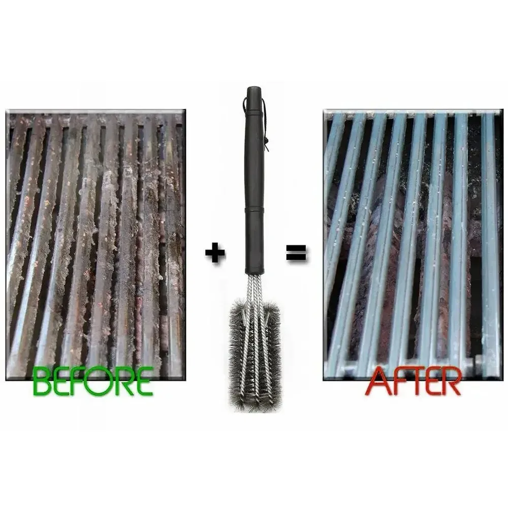 Stainless Steel BBQ Grill Brush for Barbecue - Heavy Duty Bristles, Rust-Free, Washable Cleaning Tool for Easy Dirt Removal - Essential Kitchen Accessory for Grilling Enthusiasts thumbnail 2