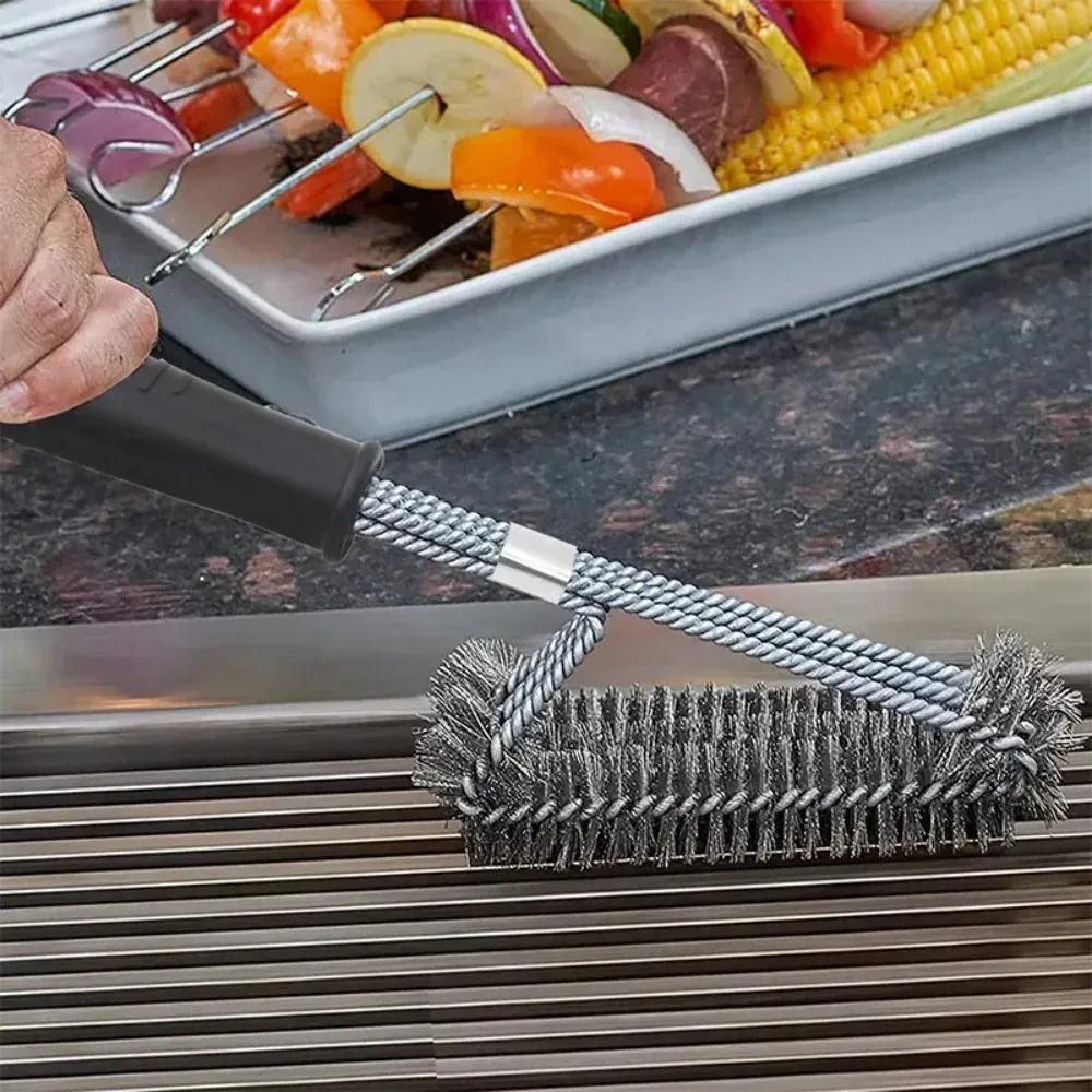 Stainless Steel BBQ Grill Brush for Barbecue - Heavy Duty Bristles, Rust-Free, Washable Cleaning Tool for Easy Dirt Removal - Essential Kitchen Accessory for Grilling Enthusiasts thumbnail 4