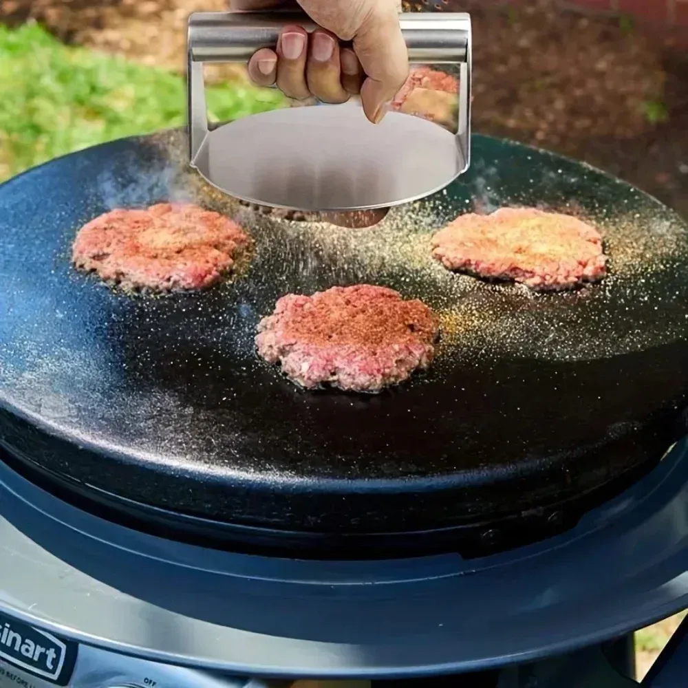 Heavy Duty Stainless Steel Smash Burger Press, Non-Stick Patty Maker Mold for BBQ Grilling, Professional Kitchen Tool for Restaurants and Home Cooks thumbnail 3